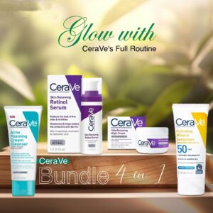 CeraVe 4-in-1 Skincare Bundle: Night Cream, Sunblock, Cleanser & Serum for Radiant Skin - ORIGINAL